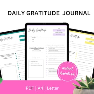 Daily Gratitude Journal Template: Minimalist Thankfulness Printable (Digital Download)