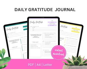 Daily Gratitude Journal Template: Minimalist Thankfulness Printable (Digital Download)