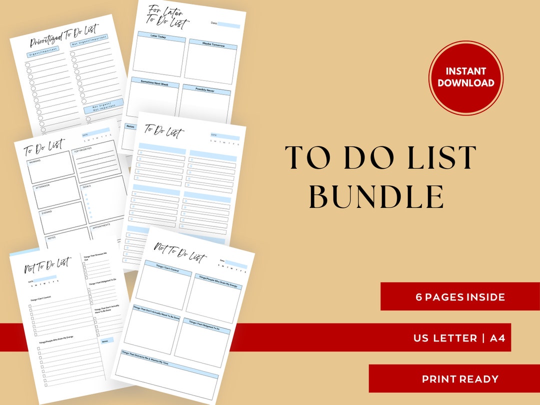 To Do List Bundle, to Do List Planner, Productivity Planner, to Do List
