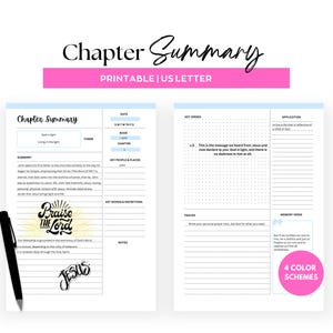 Bible Chapter Summary Template: Printable Bible Study (US Letter)