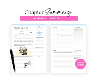 Bible Chapter Summary Template: Printable Bible Study (US Letter)