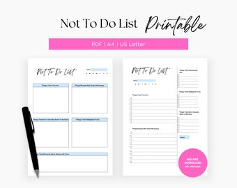 Not To Do List Printable Template