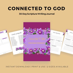Connected To God 30 Day Scripture Writing Journal, Scripture Writing Plan, Faith Journal
