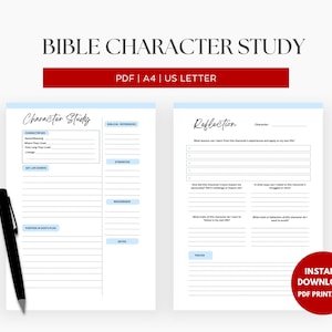 Bible Character Study Template, Printable Bible Character Study, Bible Study Printable, Bible Character Journaling, Bible Character Study