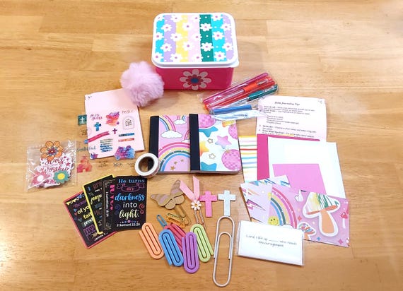Teen Bible Journaling Kit, Christian Gift, Faith Devotional Box, Prayer Cards, Journaling Supplies, Girls Bible Study Gift,