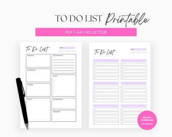 To Do Notes.pdf Buy Printable to Do List | Printable Notes Page | A4 Size | US Letter ...