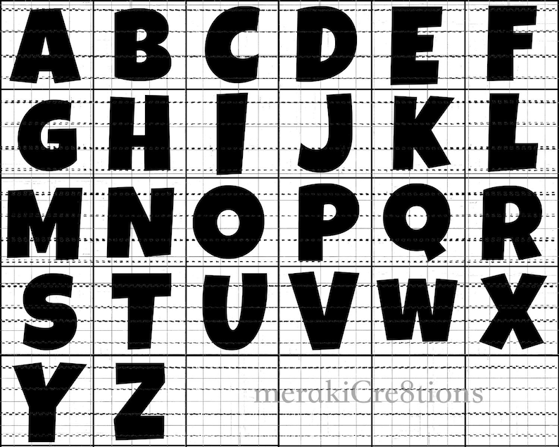 Alphabet Letters Silhouette Alphabetical Vector 300 Dpi Etsy