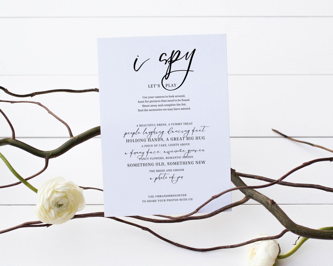 Minimalist Wedding I Spy Printable I Spy Wedding Game - Etsy