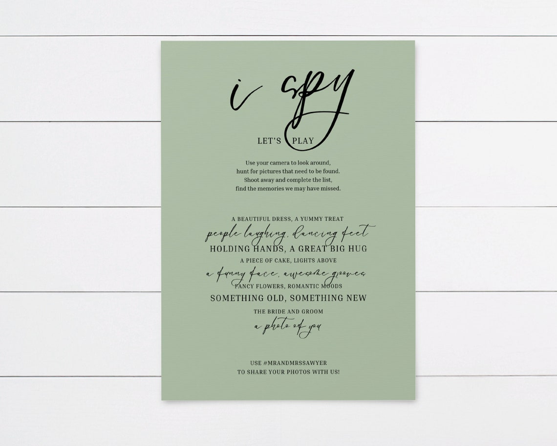 Minimalist Wedding I Spy Printable I Spy Wedding Game - Etsy