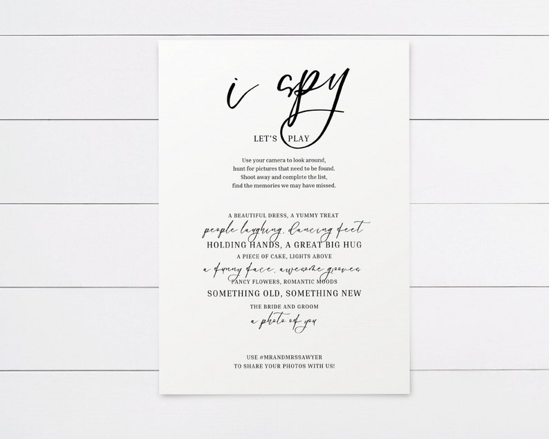 Minimalist Wedding I Spy Printable I Spy Wedding Game - Etsy
