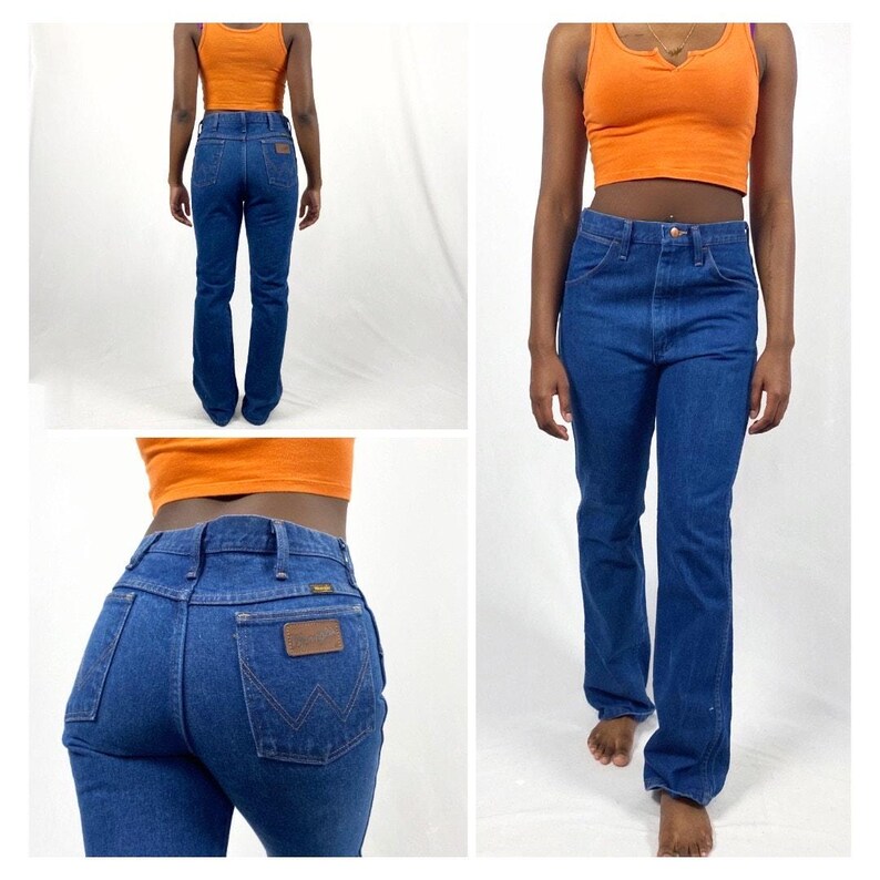 Vintage Wrangler Dark Wash Straight Fit Jeans Sz M afbeelding 3