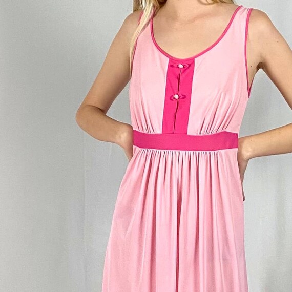 Vintage Pastel Pink Sheer Maxi Slip Dress Gem