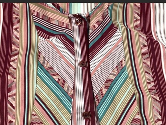 Vintage Pink Abstract Stripe Bishop Sleeves Secre… - image 5