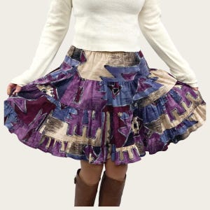 Vintage Southwestern Tiered Ruffle Skirt Sz M