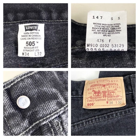 Vintage Levi’s 505 Washed Out Faded Black Straigh… - image 6