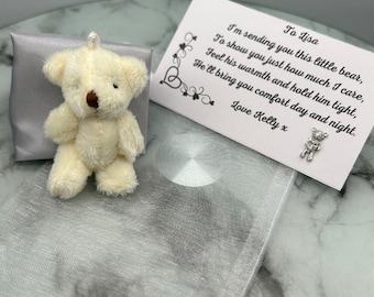 Mini Teddy Bear in a bag, Thinking of you, Little pocket hug, Thank you, Friendship, Keepsake