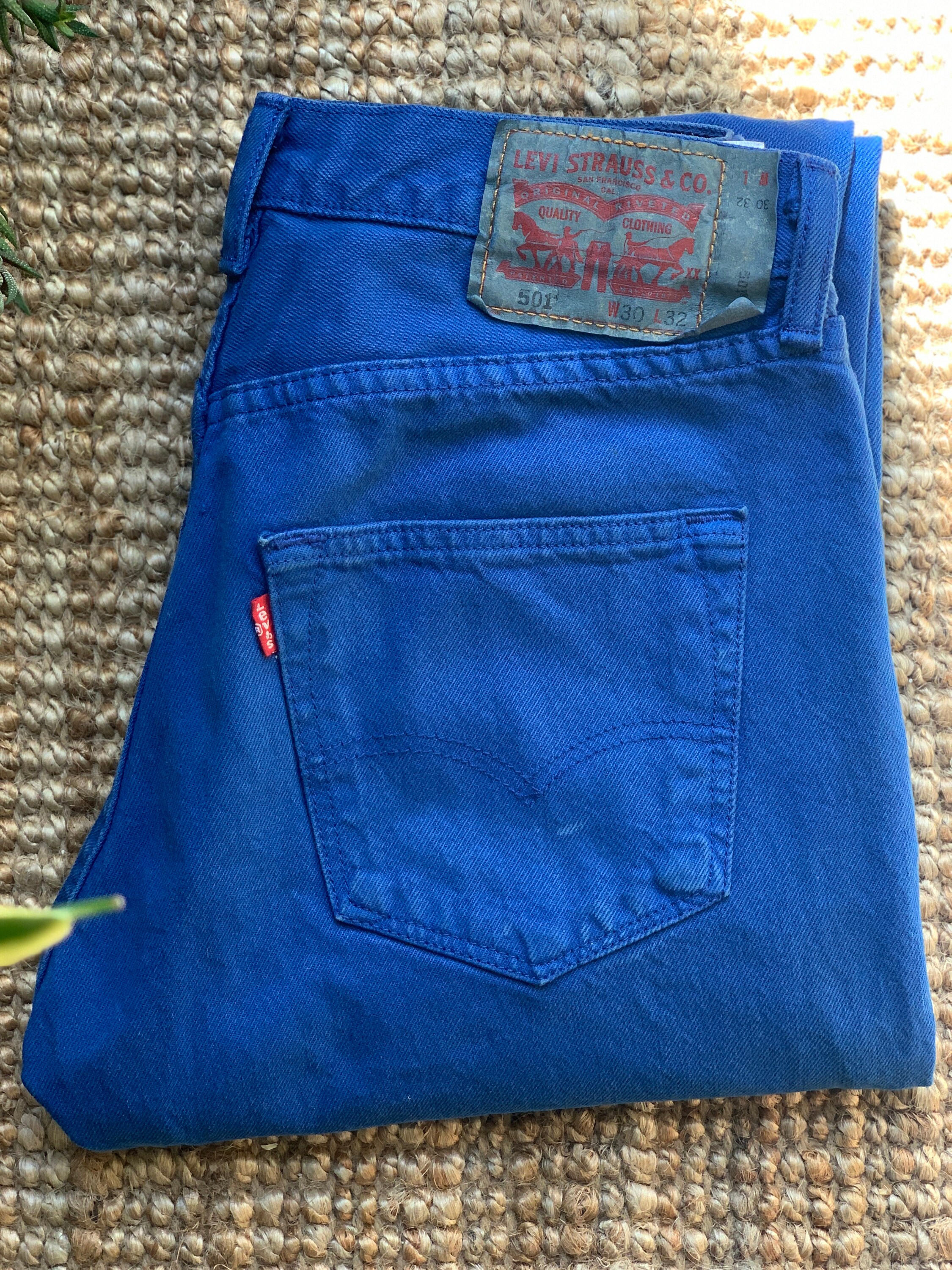 Levis 501 Jeans Electric Blue Mens New 