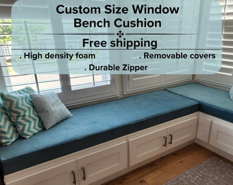 Custom Size Indoor Bench Cushion, Mudroom cushion, Window cushion , Reading nook cushion , Livingroom cushion, Fast  + Free ship