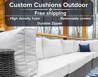 Custom Size Outdoor Cushions, Durable Cushions, Bench Cushion, Fade Proof, Easy to clean, 5 Years of warranty, Fast + Free ship