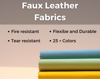 Faux Leather Upholstery Fabric, 25+ colors, Highly durable, Fire & Stain resistant, Marine grade, Fade proof, 5 years warranty | Free Ship