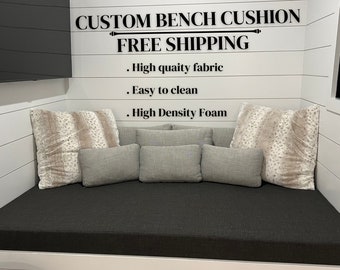 Custom Bench Cushion, Mudroom Cushion, 3 inches thickness, Fast + Free shipping