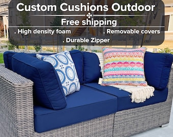 Custom Size Outdoor Cushions, Durable Cushions, Bench Cushion, Fade Proof, Easy to clean, 5 Years of warranty, Fast + Free ship