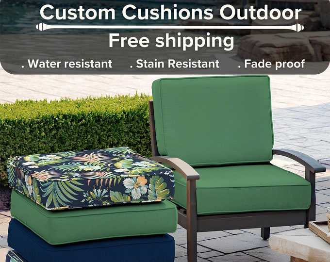 Outdoor Cushions, Custom Chair Cushion, Sofa Cushion, Fade Proof, Easy to Clean , 5 Years of