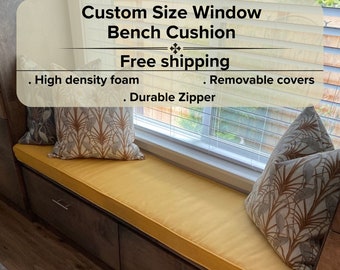 Custom Cushion For Bay Window, Mudroom cushion, Bench Cushion, Reading nook cushion, Fast  + Free ship