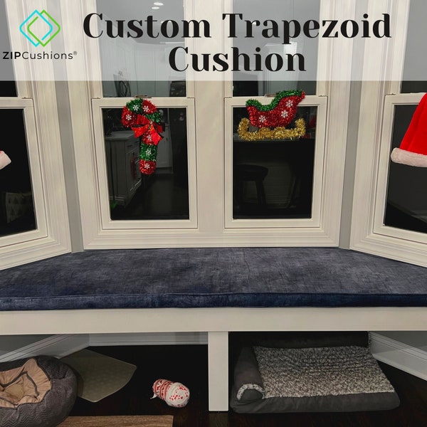 Custom Cushion for Bay Window Trapezoid Bench Cushion, Mudroom cushion, Window cushion , Reading nook cushion , Fast  + Free ship