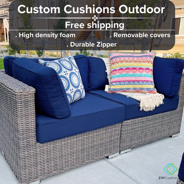 Custom Size Outdoor Cushions, Durable Cushions, Bench Cushion, Fade Proof, Easy to clean, 5 Years of warranty, Fast + Free ship