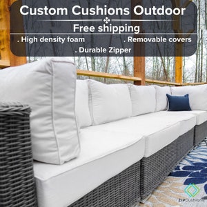 Custom Size Outdoor Cushions, Durable Cushions, Bench Cushion, Fade Proof, Easy to clean, 5 Years of warranty, Fast + Free ship