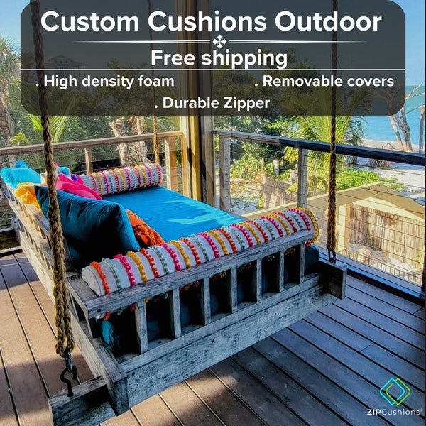 Custom Size Outdoor Cushions, Durable Cushions, Bench Cushion, Fade Proof, Easy to clean, 5 Years of warranty, Fast + Free ship