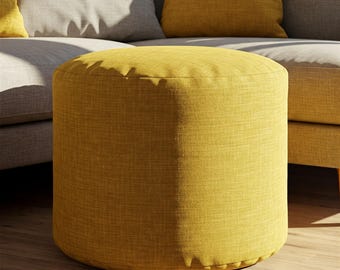 Round Indoor Pouf – Versatile Footrest, Seating, Multiple Sizes (6-12" Height)