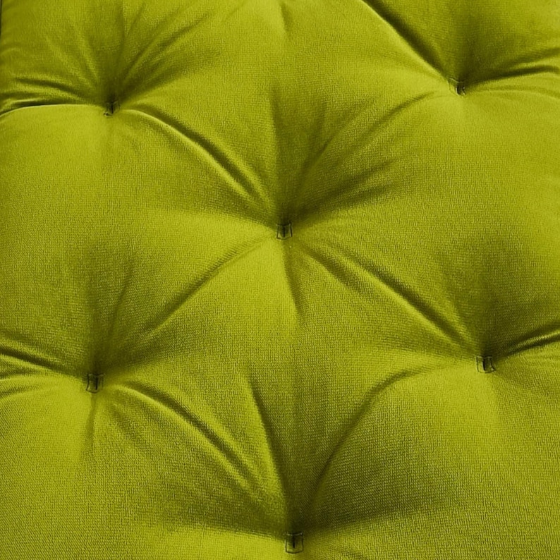 Cozy PAPASAN chair cushion with a tufted round design, ideal as a floor cushion, swing cushion, or decorative floor pillow. The soft linen PAPASAN chair pillow offers comfort and style, perfect for indoor lounging or patio seating.
