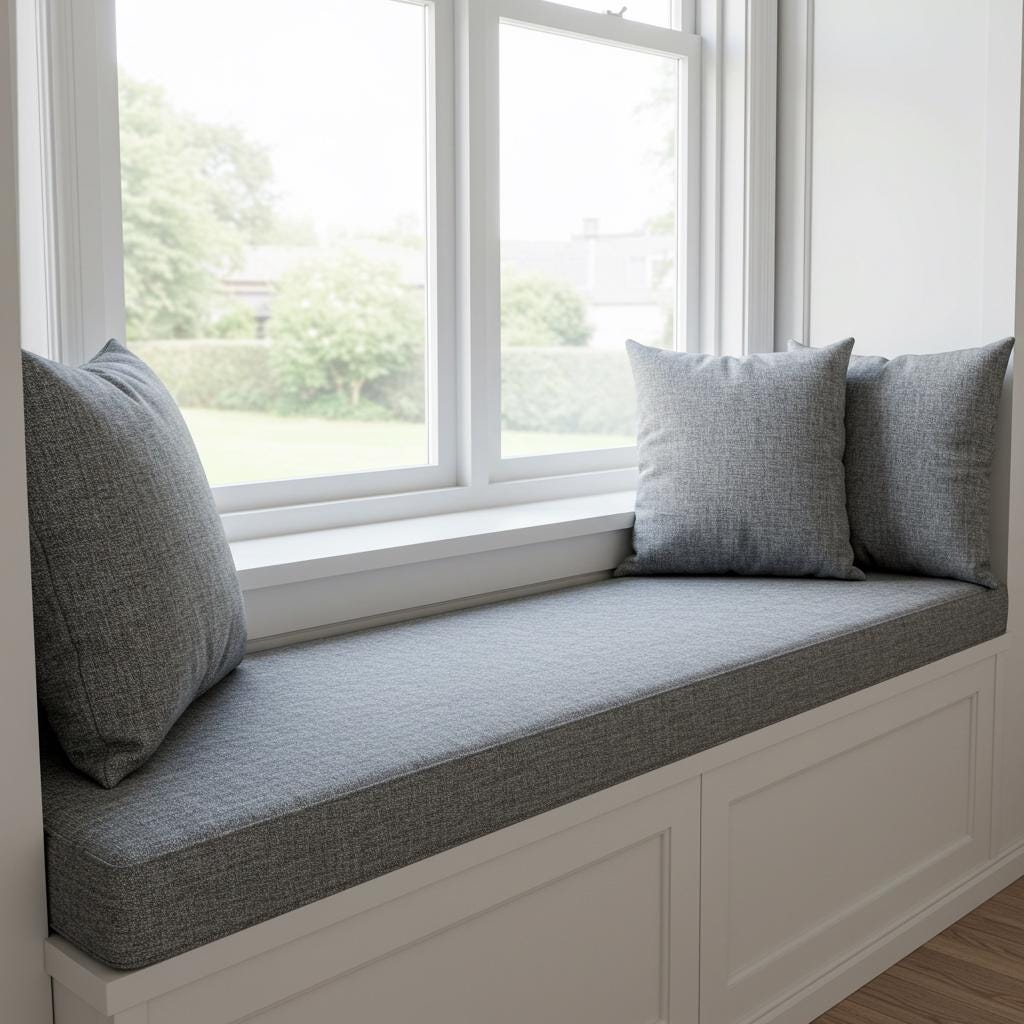 Custom Window Seat Cushions in Trapezium & Rectangle Shapes – Velvet and Suede Fabric Options
