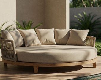 Custom Round Daybed Cushion: Water Resistant Outdoor Patio Seating - 5yr Warranty