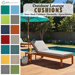 Coussins de chaise longue personnalisés, Coussin de chaise longue Sunbrella | Ensemble de coussins de salon pour piscine, chaise longue décorative estivale pour patio | Coussin d'extérieur Sunbrella
