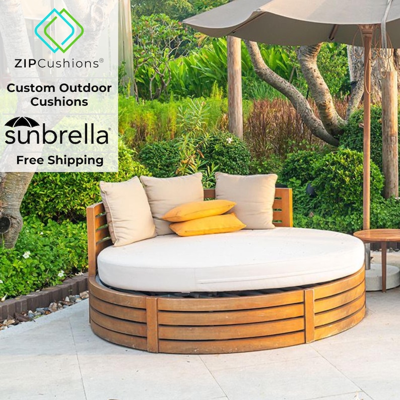 Round Daybed Cushion – Durable Outdoor Seat Pad, in Weatherproof fabrics
