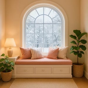 Custom Mudroom Bench Cushion: Linen Cotton Blend, Indoor Seating