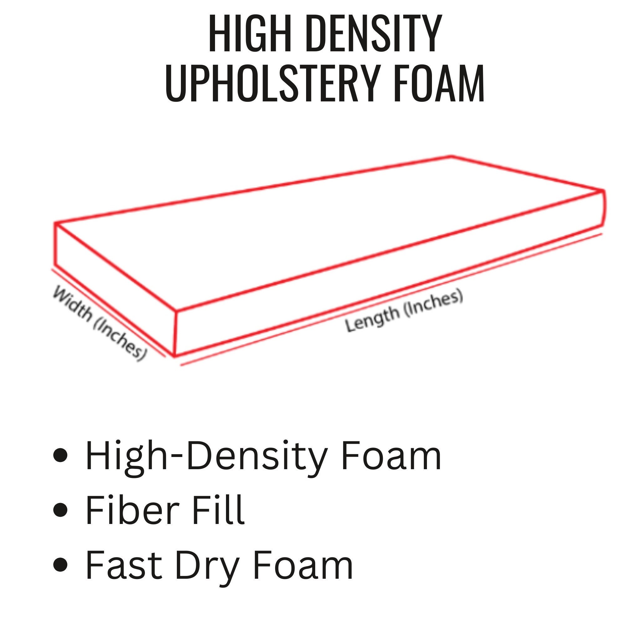 Foamma 2 x 32 x 74 High Density Upholstery Foam Cushion (Seat  Replacement, Upholstery Sheet, Foam Padding) Made in USA!!
