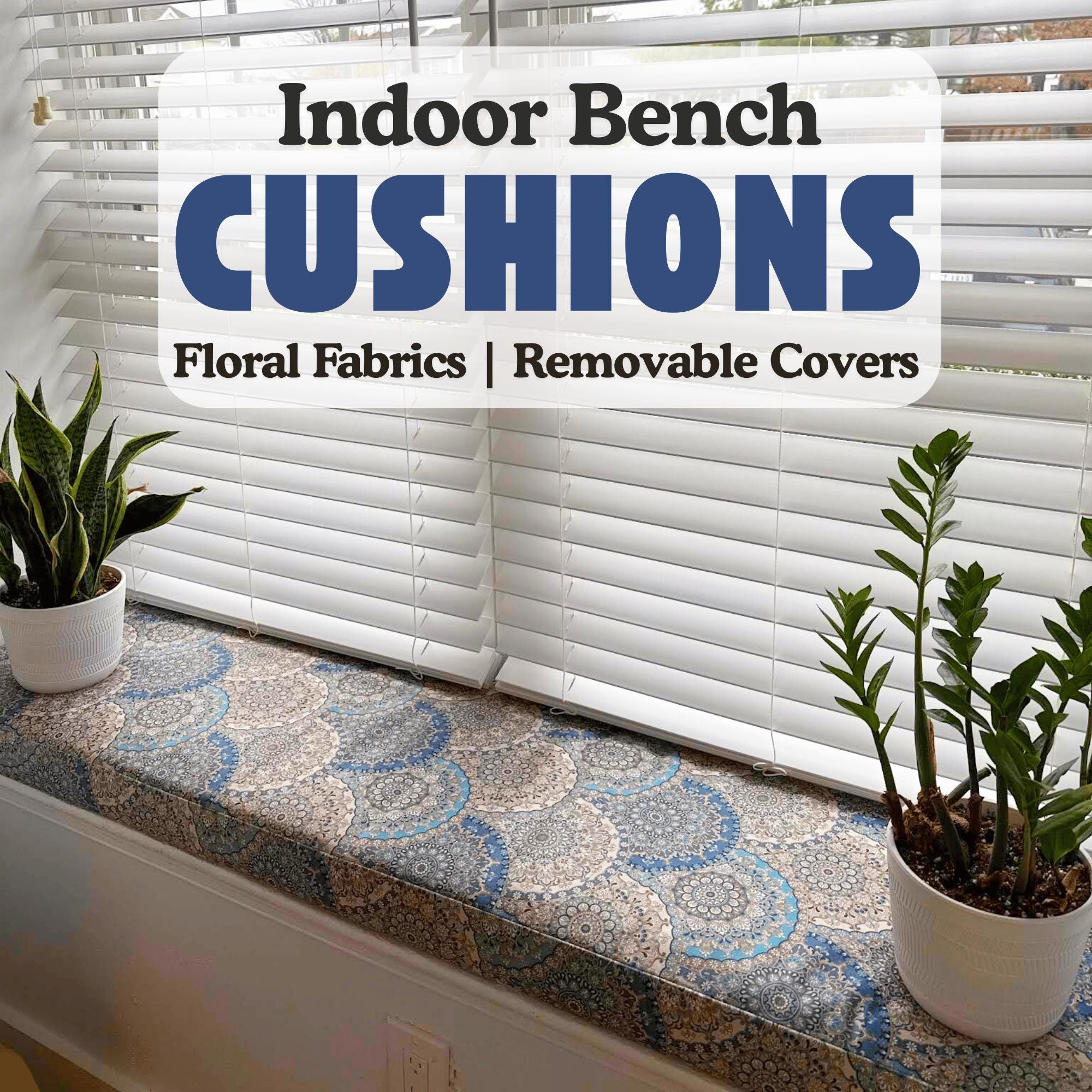 3-Inch Thick Floral Window Bench Cushion – Custom Size