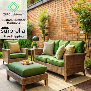 Custom Size Outdoor Cushions, Sofa Cushion, Outdoor seat Cushions, Fade proof, Easy to clean Fabrics, 5 Years of warranty, Fast  + Free ship