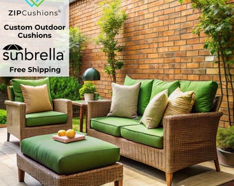 Custom Size Outdoor Cushions, Sofa Cushion, Outdoor seat Cushions, Fade proof, Easy to clean Fabrics, 5 Years of warranty, Fast  + Free ship