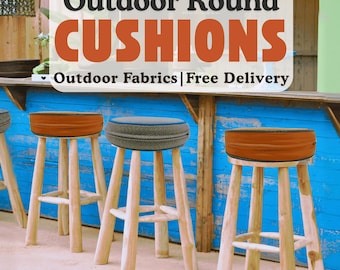 Round Bar Stool Cushions | Sunbrella Outdoor Fabric, All-Season Comfort