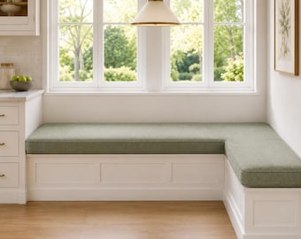 Custom Banquette Cushion | L-Shape | Breakfast Nook & Kitchen Bench Seat Pad | Made to Order