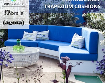 Kundenspezifisches trapezförmiges Kissen, Erker-Bank-Sitzkissen, Mudroom-Terrassen-Samtkissen