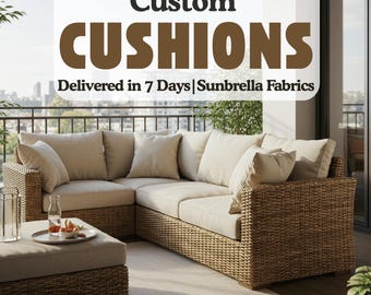 Custom Sunbrella Outdoor Bench Cushion, Weatherproof Sofa Seat Pad (Delivered in 7 Days)