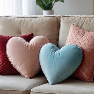Heart Shaped Pillows | Soft Velvet Throw Pillow | Gift for Her | Love Valentine&#39;s Decor custom gift for loved ones