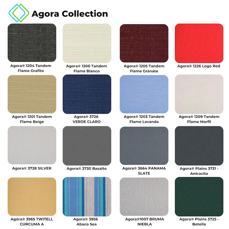 Outdoor Agora fabric swatch with stain-resistant finish, suitable for kids and pets—ideal for family garden seating cushions.