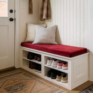Custom Mudroom Bench Cushion: Linen Cotton Blend, Indoor Seating